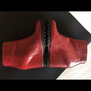 Mini Market red leather booties